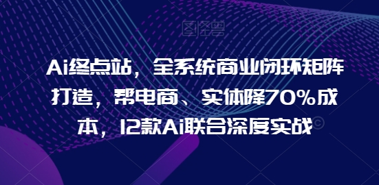 Ai终点站，全系统商业闭环矩阵打造，帮电商、实体降70%成本，12款Ai联合深度实战-16888副业资讯