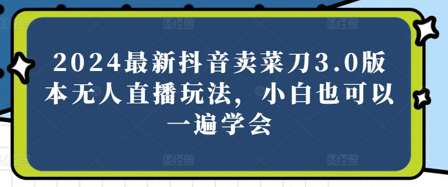 2024最新抖音卖菜刀3.0版本无人直播玩法，小白也可以一遍学会【揭秘】-16888副业资讯