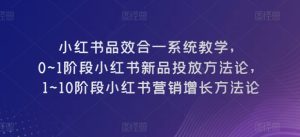 小红书品效合一系统教学，​0~1阶段小红书新品投放方法论，​1~10阶段小红书营销增长方法论-16888副业资讯