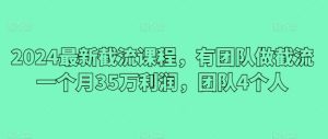 2024最新截流课程，有团队做截流一个月35万利润，团队4个人-16888副业资讯