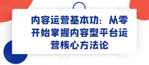 内容运营基本功:从零开始掌握内容型平台运营核心方法论-16888副业资讯