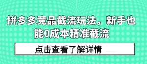 拼多多竞品截流玩法，新手也能0成本精准截流-16888副业资讯