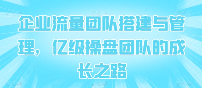 企业流量团队搭建与管理，亿级操盘团队的成长之路-16888副业资讯