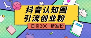外面收费3980抖音认知圈引流创业粉玩法日引200+精准粉【揭秘】-16888副业资讯