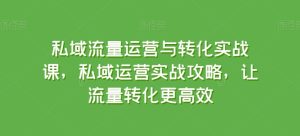 私域流量运营与转化实战课，私域运营实战攻略，让流量转化更高效-16888副业资讯