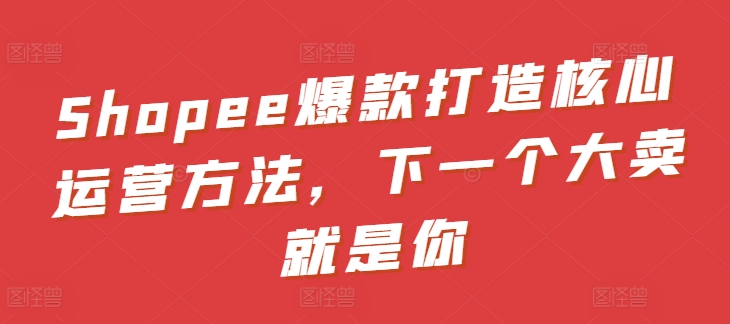 Shopee爆款打造核心运营方法，下一个大卖就是你-16888副业资讯