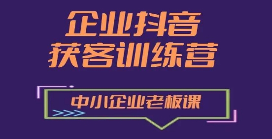 企业抖音营销获客增长训练营，中小企业老板必修课-16888副业资讯