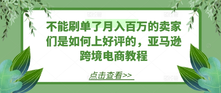 不能刷单了月入百万的卖家们是如何上好评的，亚马逊跨境电商教程-16888副业资讯