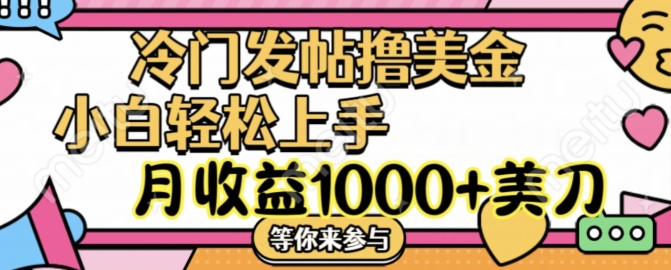 冷门发帖撸美金项目，月收益1000+美金，简单无脑，干就完了【揭秘】-16888副业资讯