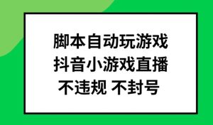 脚本自动玩游戏，抖音小游戏直播，不违规不封号可批量做【揭秘】-16888副业资讯