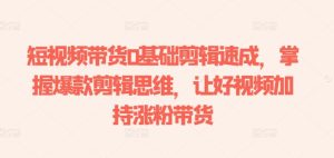 短视频带货0基础剪辑速成,掌握爆款剪辑思维,让好视频加持涨粉带货-16888副业资讯