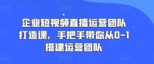 企业短视频直播运营团队打造课,手把手带你从0-1搭建运营团队-16888副业资讯
