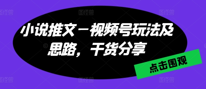 小说推文—视频号玩法及思路，干货分享-16888副业资讯