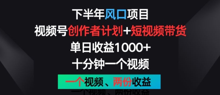 下半年风口项目，视频号创作者计划+视频带货，一个视频两份收益，十分钟一个视频【揭秘】-16888副业资讯