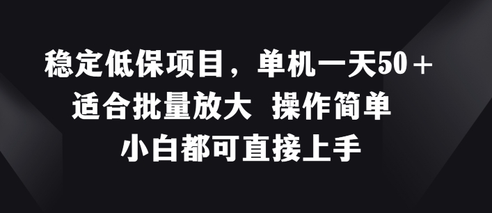稳定低保项目，单机一天50+适合批量放大 操作简单 小白都可直接上手【揭秘】-16888副业资讯