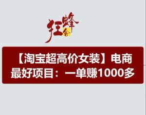 淘宝超高价女装项目，电商最好赛道，一单赚1000多-16888副业资讯