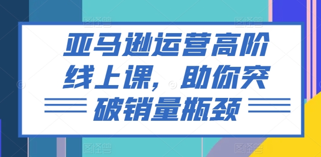亚马逊运营高阶线上课，助你突破销量瓶颈-16888副业资讯