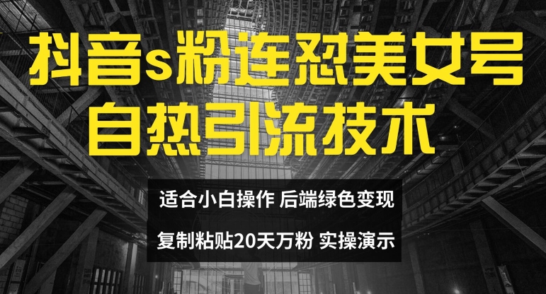 抖音s粉连怼美女号自热引流技术复制粘贴，20天万粉账号，无需实名制，矩阵操作【揭秘】-16888副业资讯