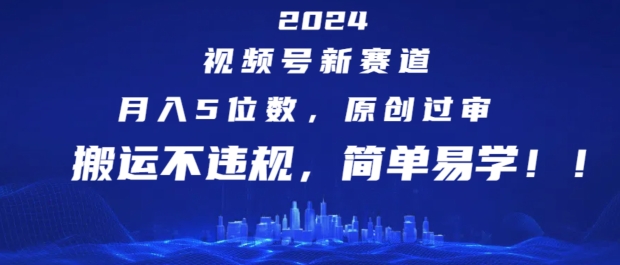 2024视频号新赛道，月入5位数+，原创过审，搬运不违规，简单易学【揭秘】-16888副业资讯