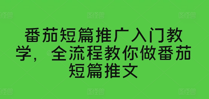 番茄短篇推广入门教学，全流程教你做番茄短篇推文-16888副业资讯