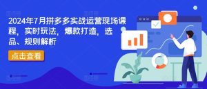 2024年7月拼多多实战运营现场课程，实时玩法，爆款打造，选品、规则解析-16888副业资讯