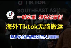 海外Tiktok短视频无脑搬运，一键去重轻松过原创，新手小白听话照做日入几张【揭秘】-16888副业资讯