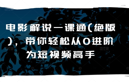 电影解说一课通(绝版)，带你轻松从0进阶为短视频高手-16888副业资讯
