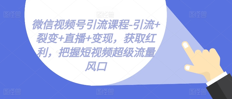 微信视频号引流课程-引流+裂变+直播+变现，获取红利，把握短视频超级流量风口-16888副业资讯