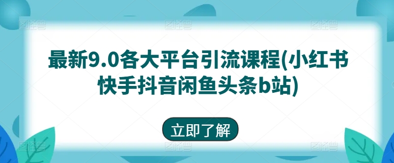 最新9.0各大平台引流课程(小红书快手抖音闲鱼头条b站)-16888副业资讯