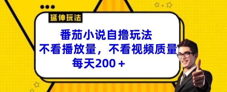 番茄小说自撸玩法，不看播放量，不看视频质量，每天200+【揭秘】-16888副业资讯