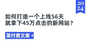 某付费文章《如何打造一个上线56天就拿下45万点击的新网站?》-16888副业资讯