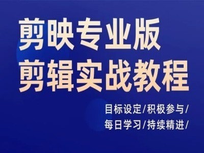 剪映专业版剪辑实战教程，目标设定/积极参与/每日学习/持续精进-16888副业资讯