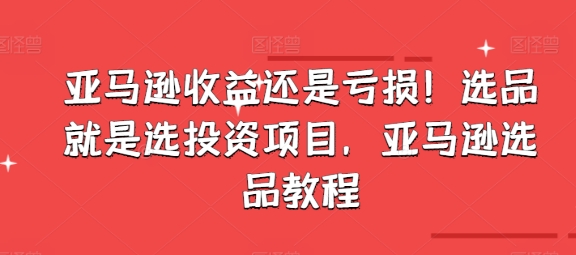 亚马逊收益还是亏损！选品就是选投资项目，亚马逊选品教程-16888副业资讯