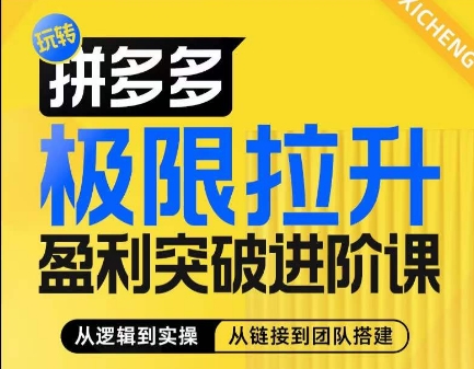 拼多多极限拉升盈利突破进阶课，​从算法到玩法，从玩法到团队搭建，体系化系统性帮助商家实现利润提升-16888副业资讯