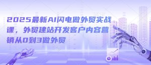 2025最新AI闪电做外贸实战课,外贸建站开发客户内容营销从0到3做外贸-16888副业资讯