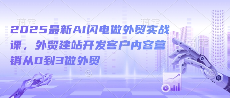 2025最新AI闪电做外贸实战课，外贸建站开发客户内容营销从0到3做外贸-16888副业资讯