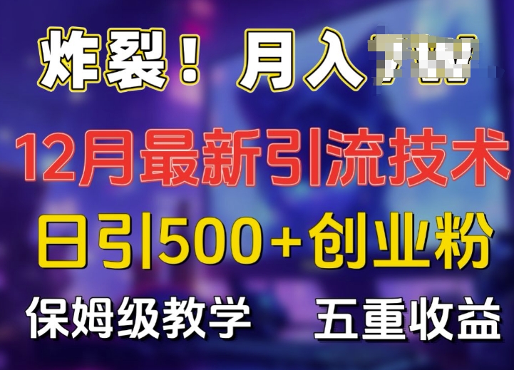 炸裂!揭秘12月最新日引流500+精准创业粉，多重收益保姆级教学-16888副业资讯