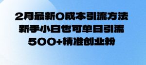 2月最新0成本引流方法，新手小白也可单日引流500+精准创业粉-16888副业资讯