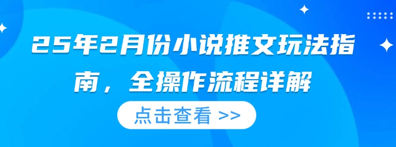 25年2月份小说推文玩法指南，全操作流程详解-16888副业资讯