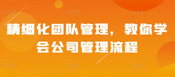 精细化团队管理，教你学会公司管理流程-16888副业资讯