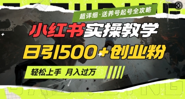 2月小红书最新日引500+创业粉实操教学【超详细】小白轻松上手，月入1W+，附小红书养号起号SOP-16888副业资讯