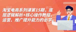 淘宝电商系列课第15期，底层逻辑解析+核心操作教程，运营、推广提升能力的必学课程+配套资料-16888副业资讯