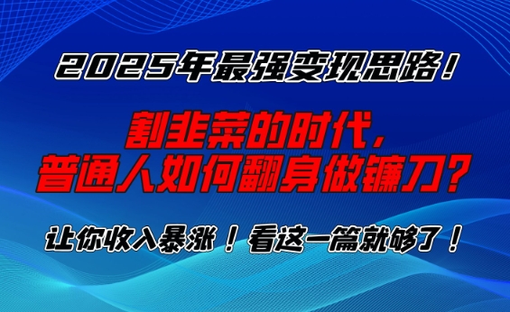 2025年最强变现思路，割韭菜的时代， 普通人如何翻身做镰刀？【揭秘】-16888副业资讯