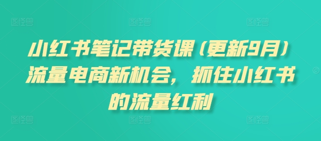 小红书笔记带货课(更新12月)流量电商新机会，抓住小红书的流量红利-16888副业资讯