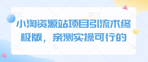 小淘资源站项目引流术终极版，亲测实操可行的-16888副业资讯