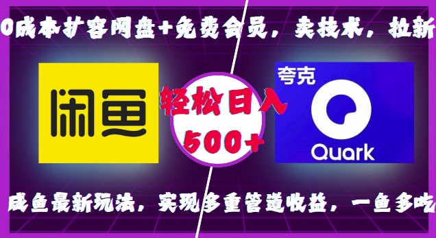 0成本扩容网盘+免费会员，卖技术，拉新，咸鱼最新玩法，实现多重管道收益，一鱼多吃，轻松日入500+-16888副业资讯
