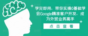 学完即用，带你实操0基础学会Google精准客户开发，成为外贸业务高手-16888副业资讯