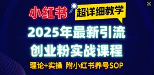 2025年最新小红书引流创业粉实战课程【超详细教学】小白轻松上手,月入1W+,附小红书养号SOP-16888副业资讯