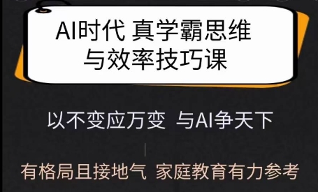Ai时代真学霸思维与学习方法课，有格局且接地气，家庭教育有力参考-16888副业资讯