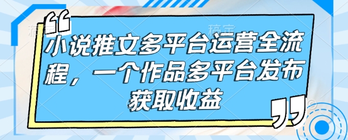 小说推文多平台运营全流程，一个作品多平台发布获取收益-16888副业资讯